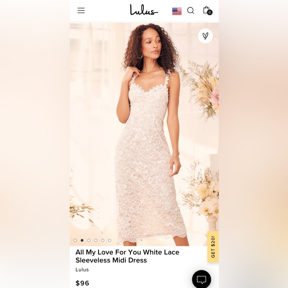 Lulus All My Love For You White Lace Sleeveless Midi Dress - XL - New With Tags